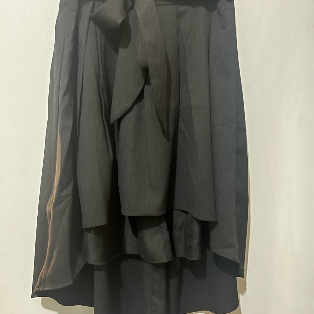 Forever 21 Black Midi A-Line Skirt with High-Low Hem